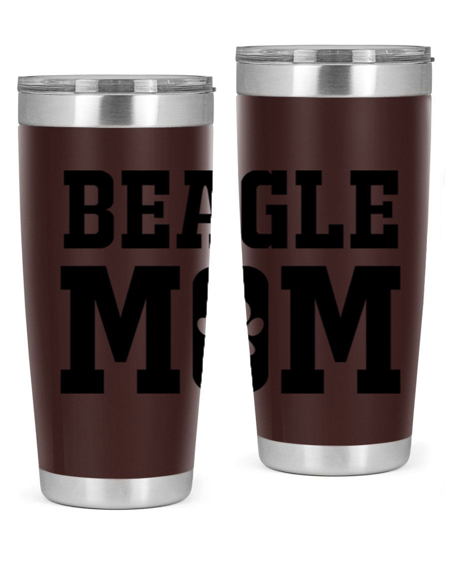 Beagle Mom 215# Tumbler in stainless steel with a vibrant design, showcasing a beagle theme, perfect for hot and cold beverages.