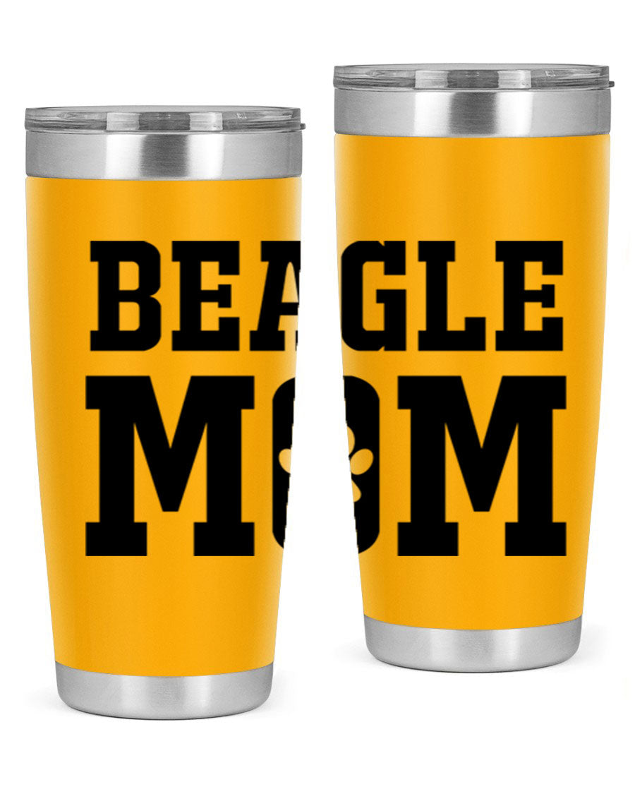 Beagle Mom 215# Tumbler in stainless steel with a vibrant design, showcasing a beagle theme, perfect for hot and cold beverages.
