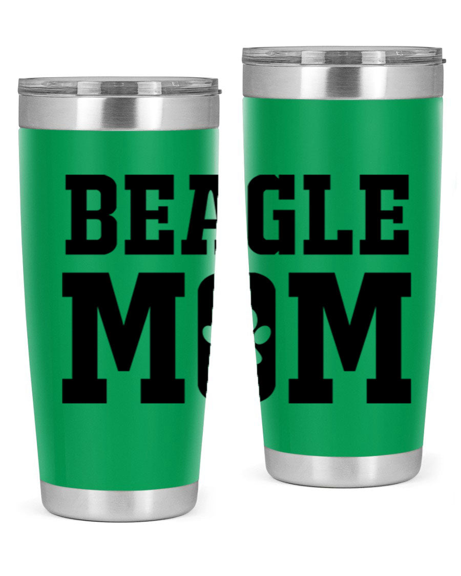 Beagle Mom 215# Tumbler in stainless steel with a vibrant design, showcasing a beagle theme, perfect for hot and cold beverages.