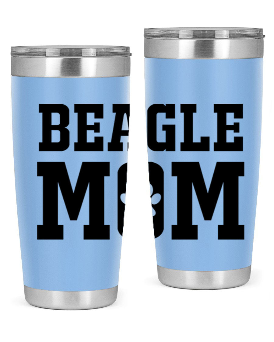 Beagle Mom 215# Tumbler in stainless steel with a vibrant design, showcasing a beagle theme, perfect for hot and cold beverages.