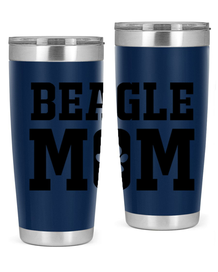 Beagle Mom 215# Tumbler in stainless steel with a vibrant design, showcasing a beagle theme, perfect for hot and cold beverages.