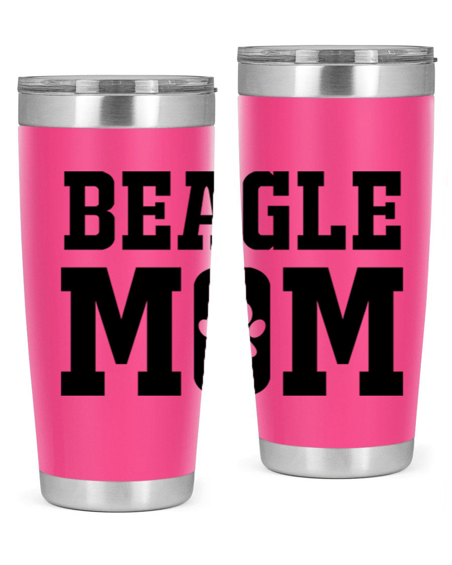 Beagle Mom 215# Tumbler in stainless steel with a vibrant design, showcasing a beagle theme, perfect for hot and cold beverages.