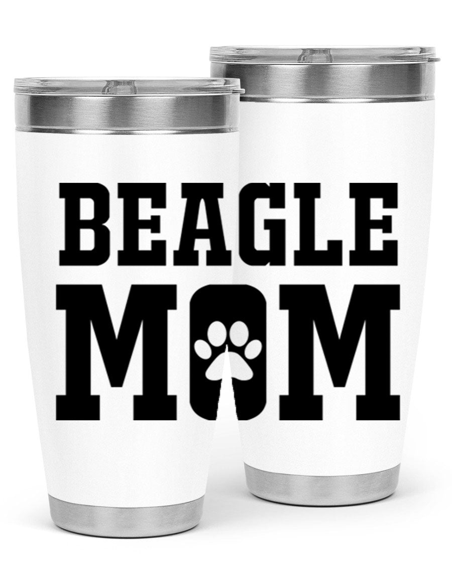 Beagle Mom 215# Tumbler in stainless steel with a vibrant design, showcasing a beagle theme, perfect for hot and cold beverages.