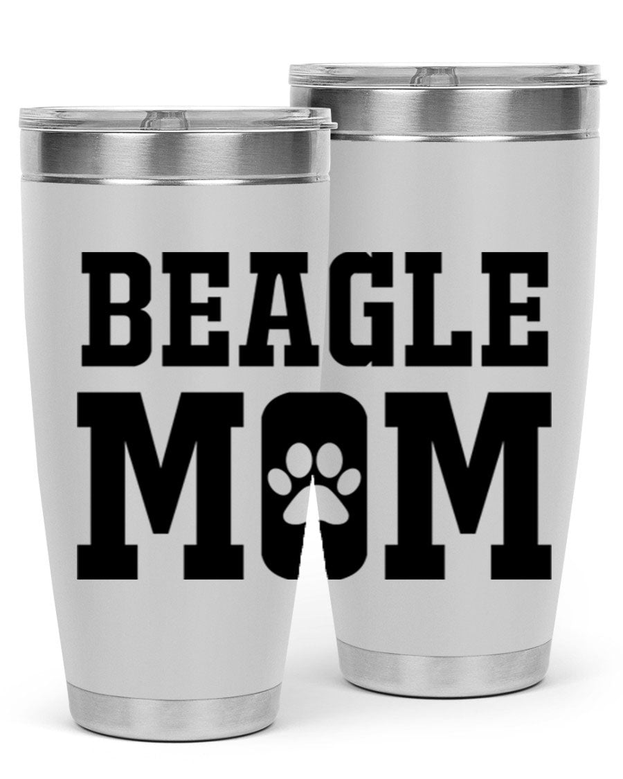Beagle Mom 215# Tumbler in stainless steel with a vibrant design, showcasing a beagle theme, perfect for hot and cold beverages.