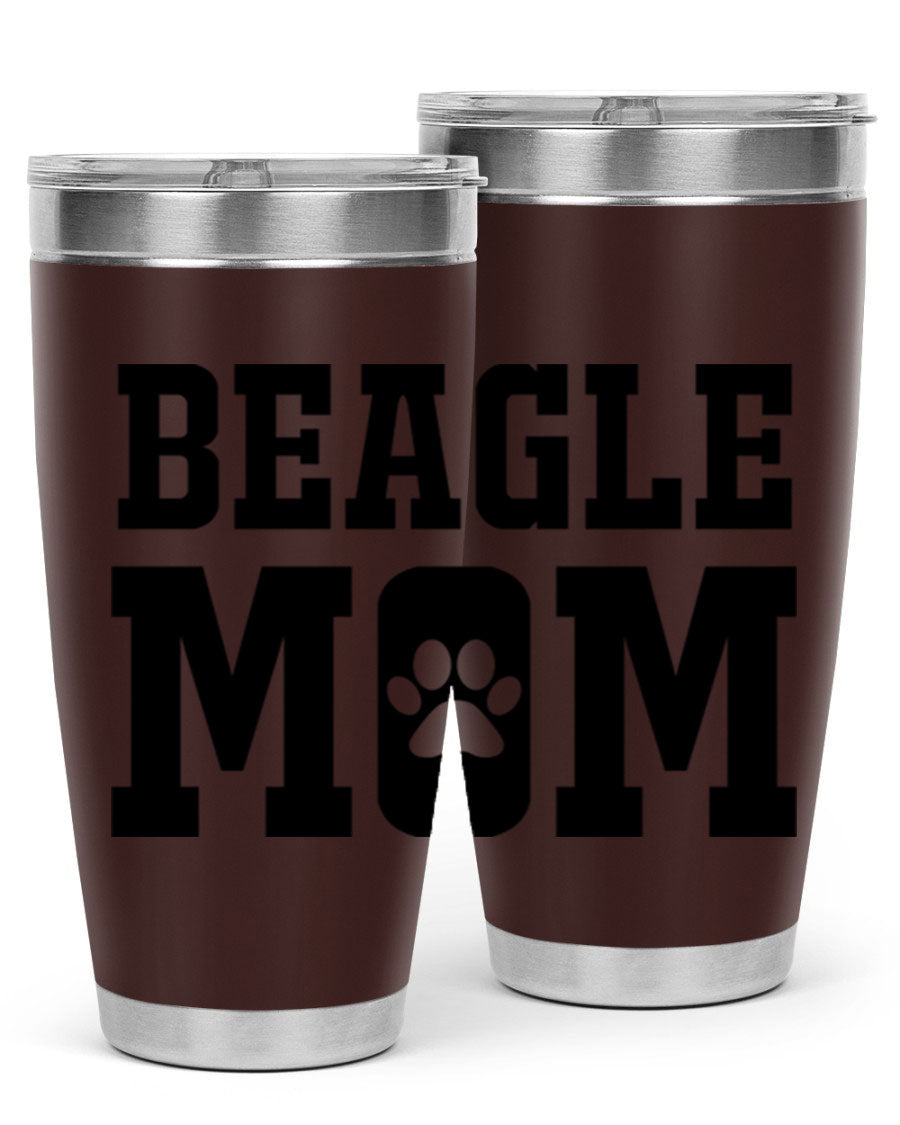 Beagle Mom 215# Tumbler in stainless steel with a vibrant design, showcasing a beagle theme, perfect for hot and cold beverages.