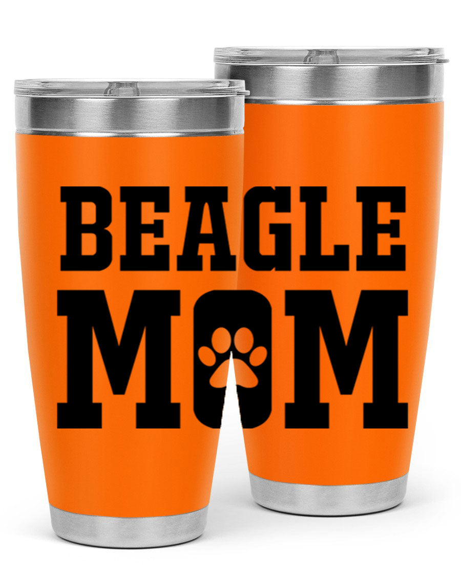 Beagle Mom 215# Tumbler in stainless steel with a vibrant design, showcasing a beagle theme, perfect for hot and cold beverages.
