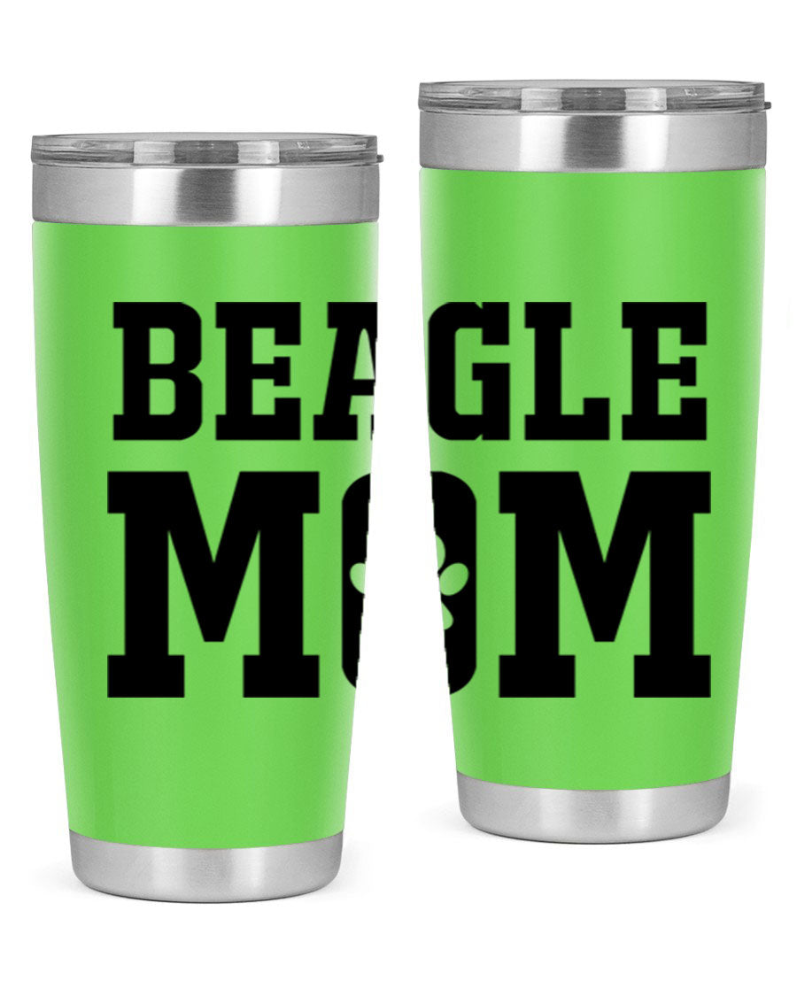 Beagle Mom 215# Tumbler in stainless steel with a vibrant design, showcasing a beagle theme, perfect for hot and cold beverages.