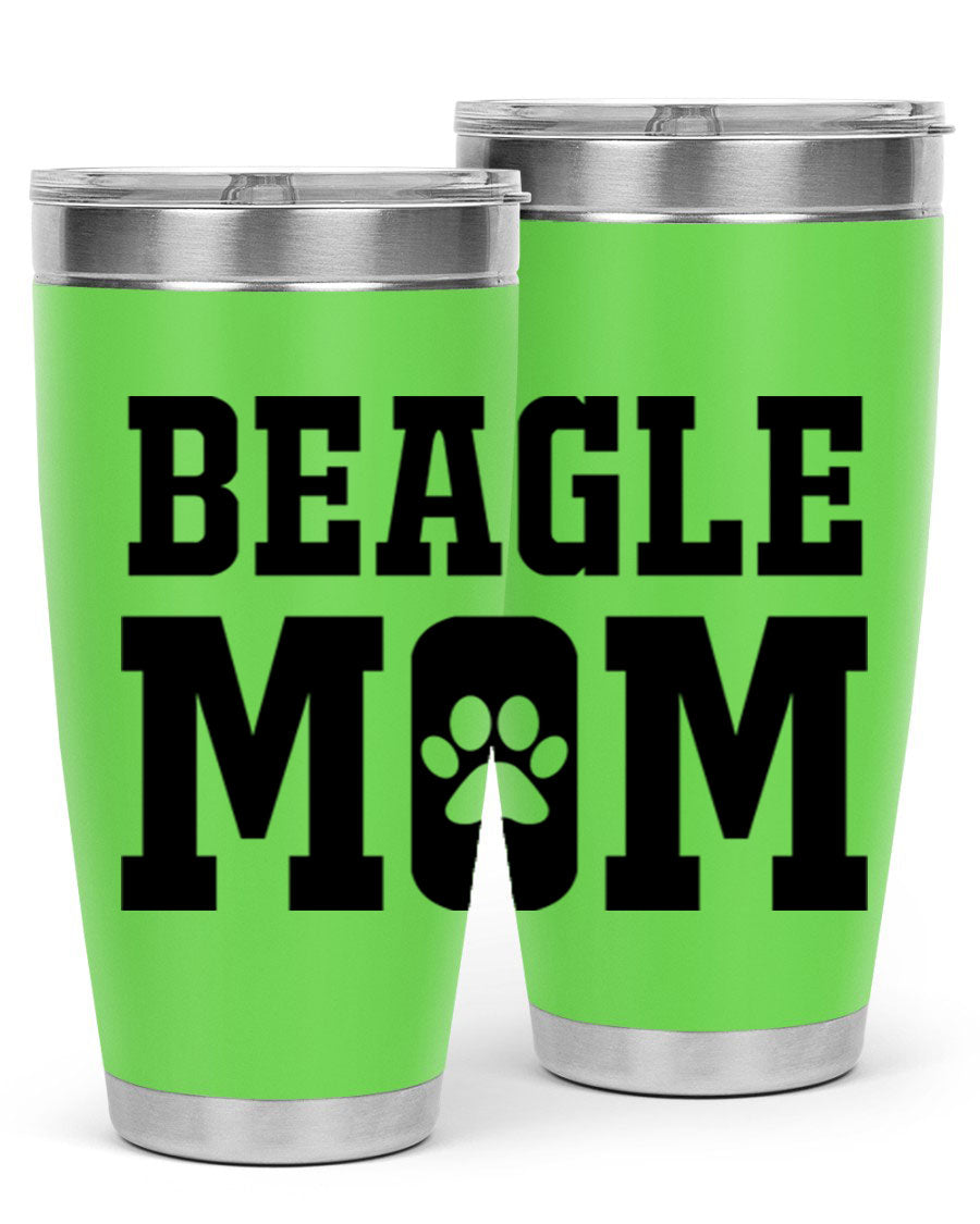 Beagle Mom 215# Tumbler in stainless steel with a vibrant design, showcasing a beagle theme, perfect for hot and cold beverages.