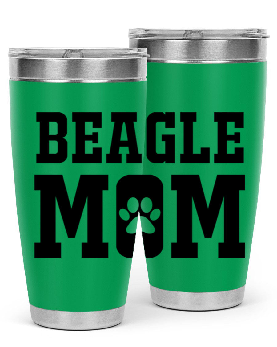 Beagle Mom 215# Tumbler in stainless steel with a vibrant design, showcasing a beagle theme, perfect for hot and cold beverages.