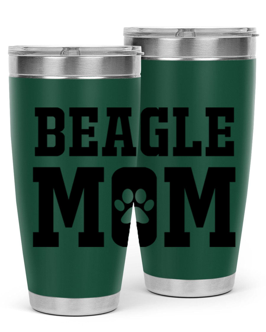 Beagle Mom 215# Tumbler in stainless steel with a vibrant design, showcasing a beagle theme, perfect for hot and cold beverages.