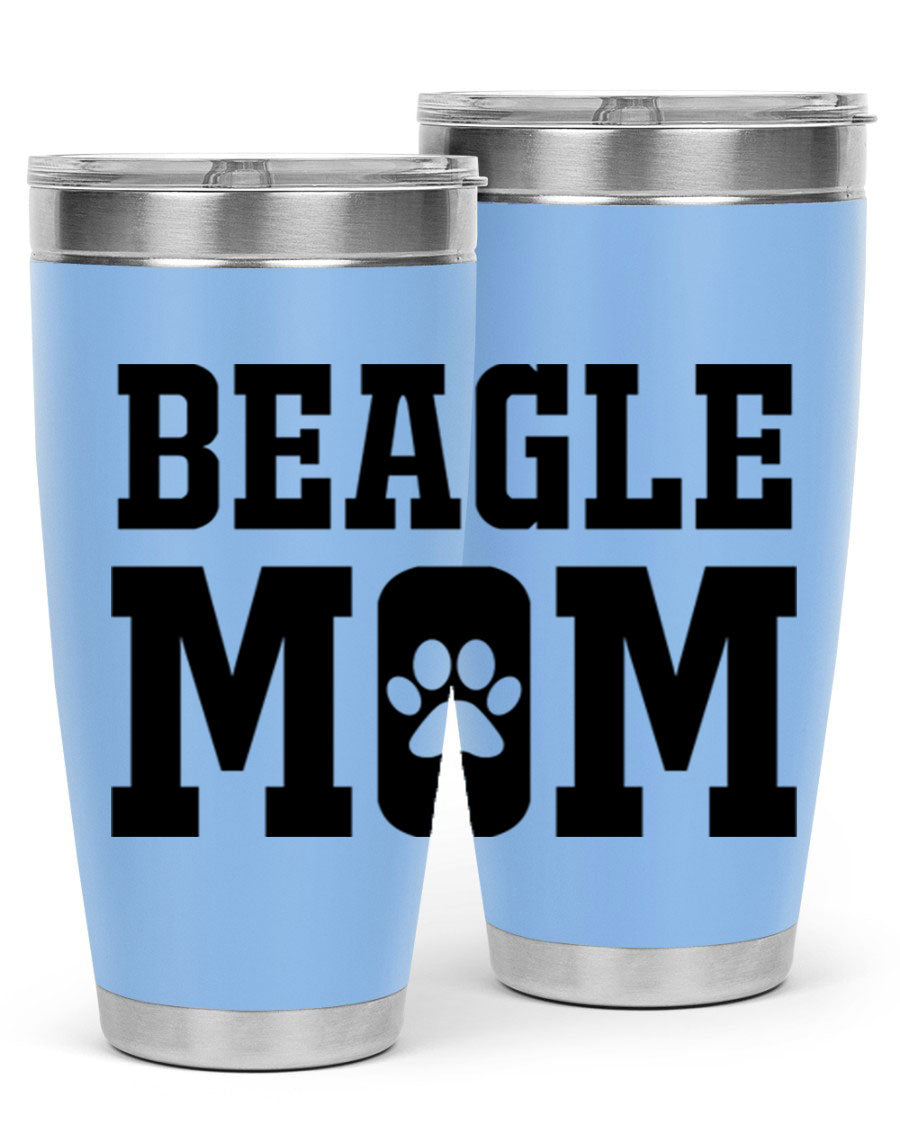 Beagle Mom 215# Tumbler in stainless steel with a vibrant design, showcasing a beagle theme, perfect for hot and cold beverages.