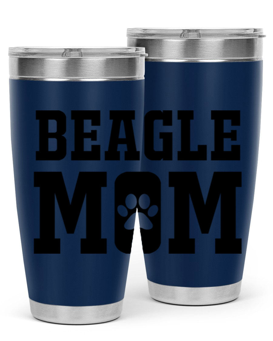 Beagle Mom 215# Tumbler in stainless steel with a vibrant design, showcasing a beagle theme, perfect for hot and cold beverages.