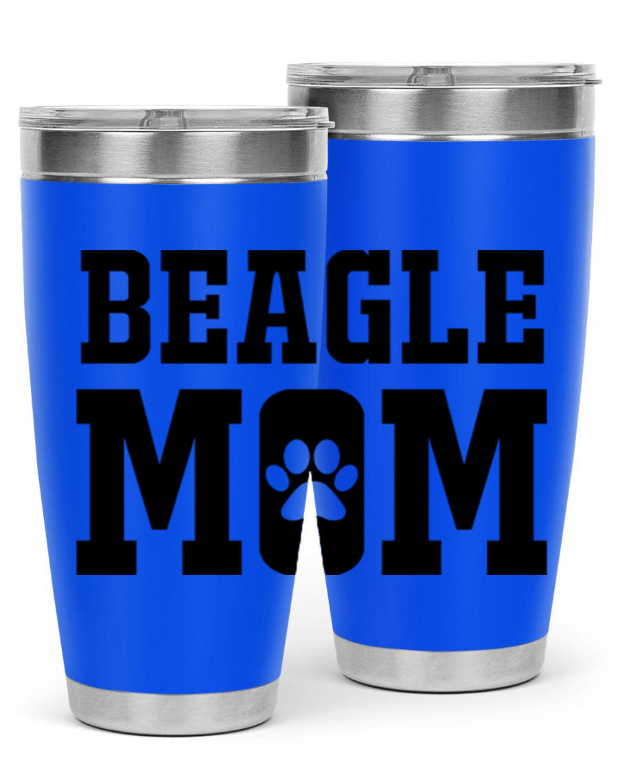 Beagle Mom 215# Tumbler in stainless steel with a vibrant design, showcasing a beagle theme, perfect for hot and cold beverages.