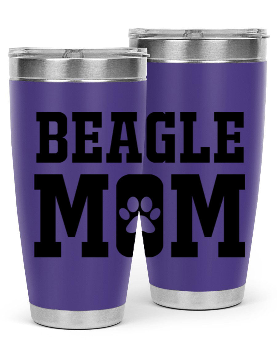 Beagle Mom 215# Tumbler in stainless steel with a vibrant design, showcasing a beagle theme, perfect for hot and cold beverages.