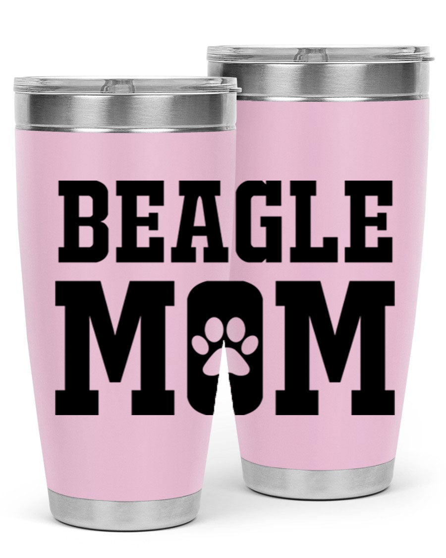 Beagle Mom 215# Tumbler in stainless steel with a vibrant design, showcasing a beagle theme, perfect for hot and cold beverages.