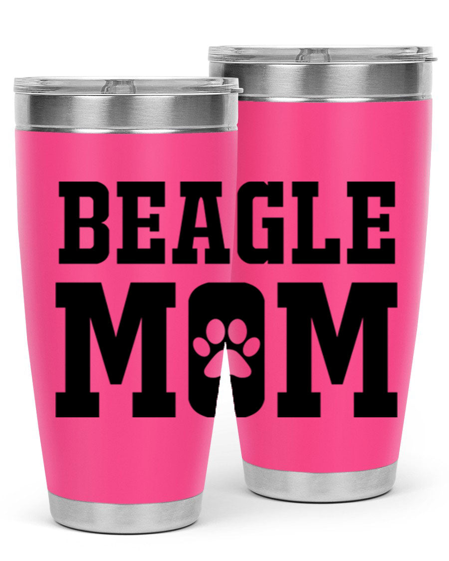 Beagle Mom 215# Tumbler in stainless steel with a vibrant design, showcasing a beagle theme, perfect for hot and cold beverages.