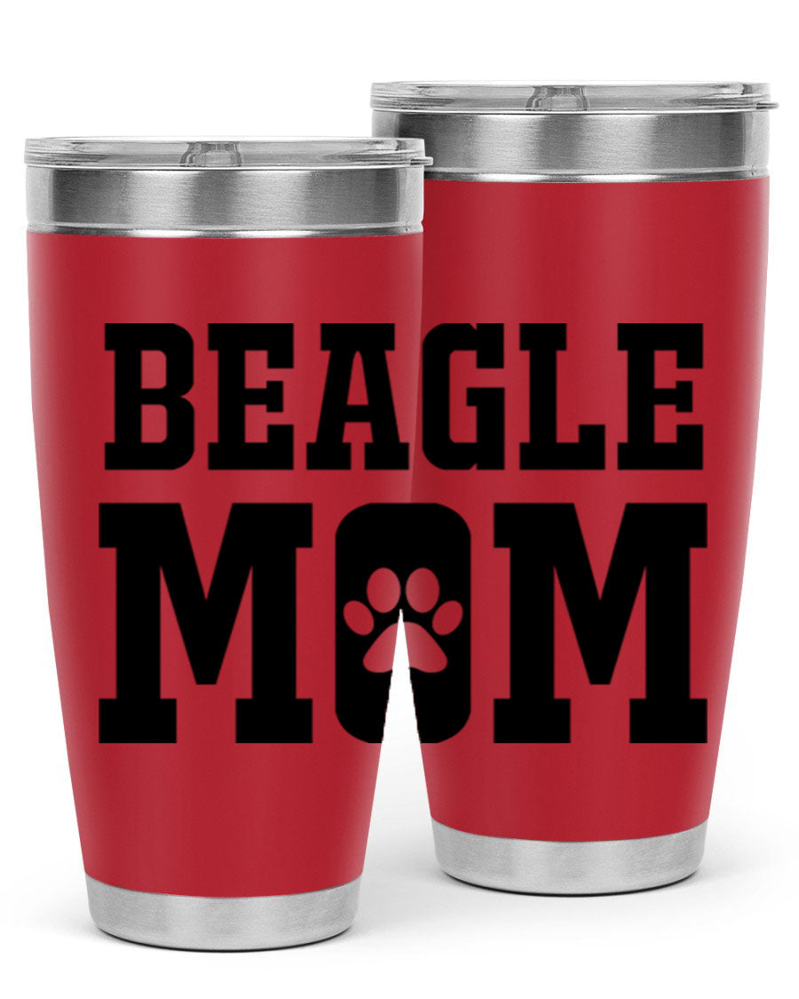 Beagle Mom 215# Tumbler in stainless steel with a vibrant design, showcasing a beagle theme, perfect for hot and cold beverages.
