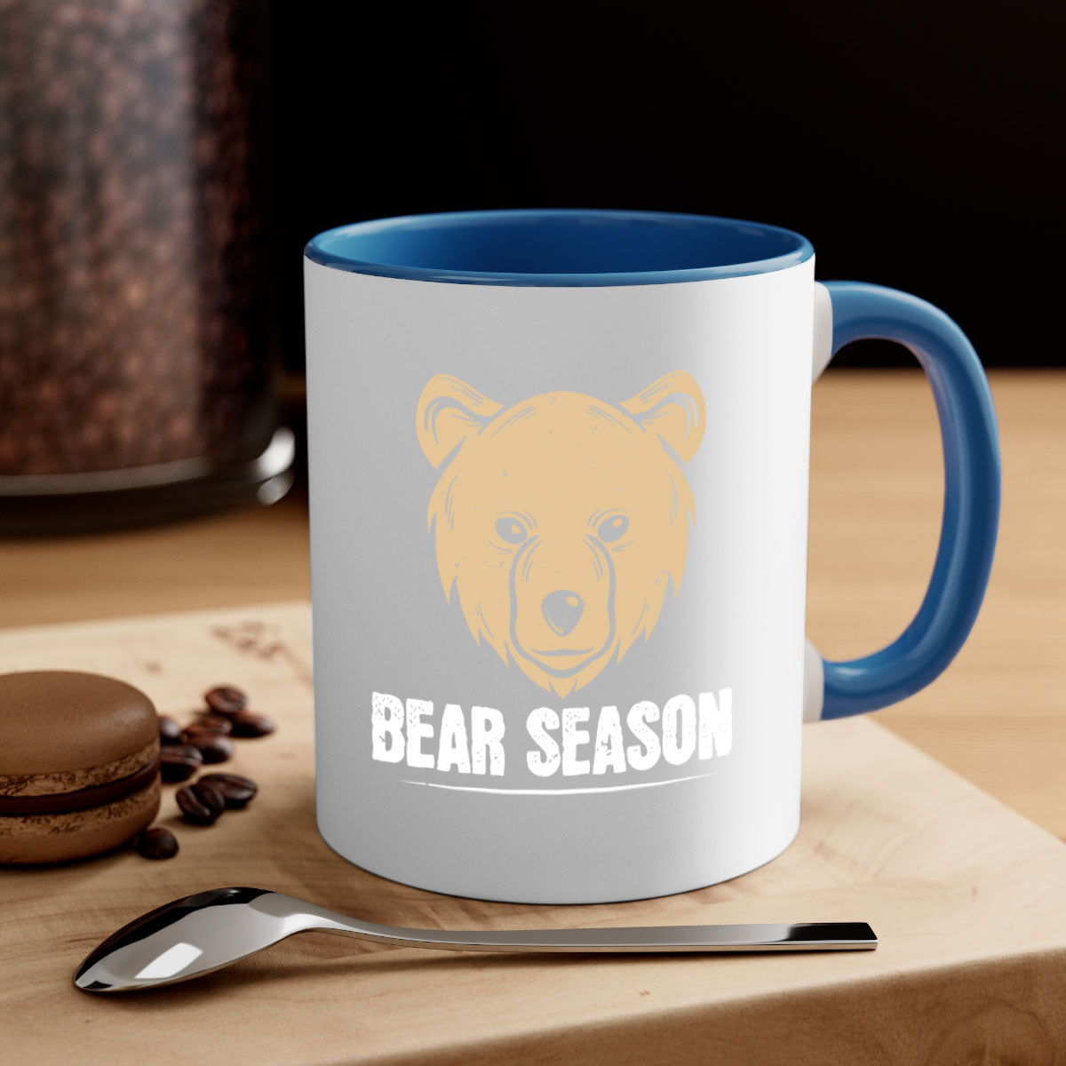 Bear Season 5# Mug featuring a glossy finish, colored handle, and interior, available in multiple colors and sizes.