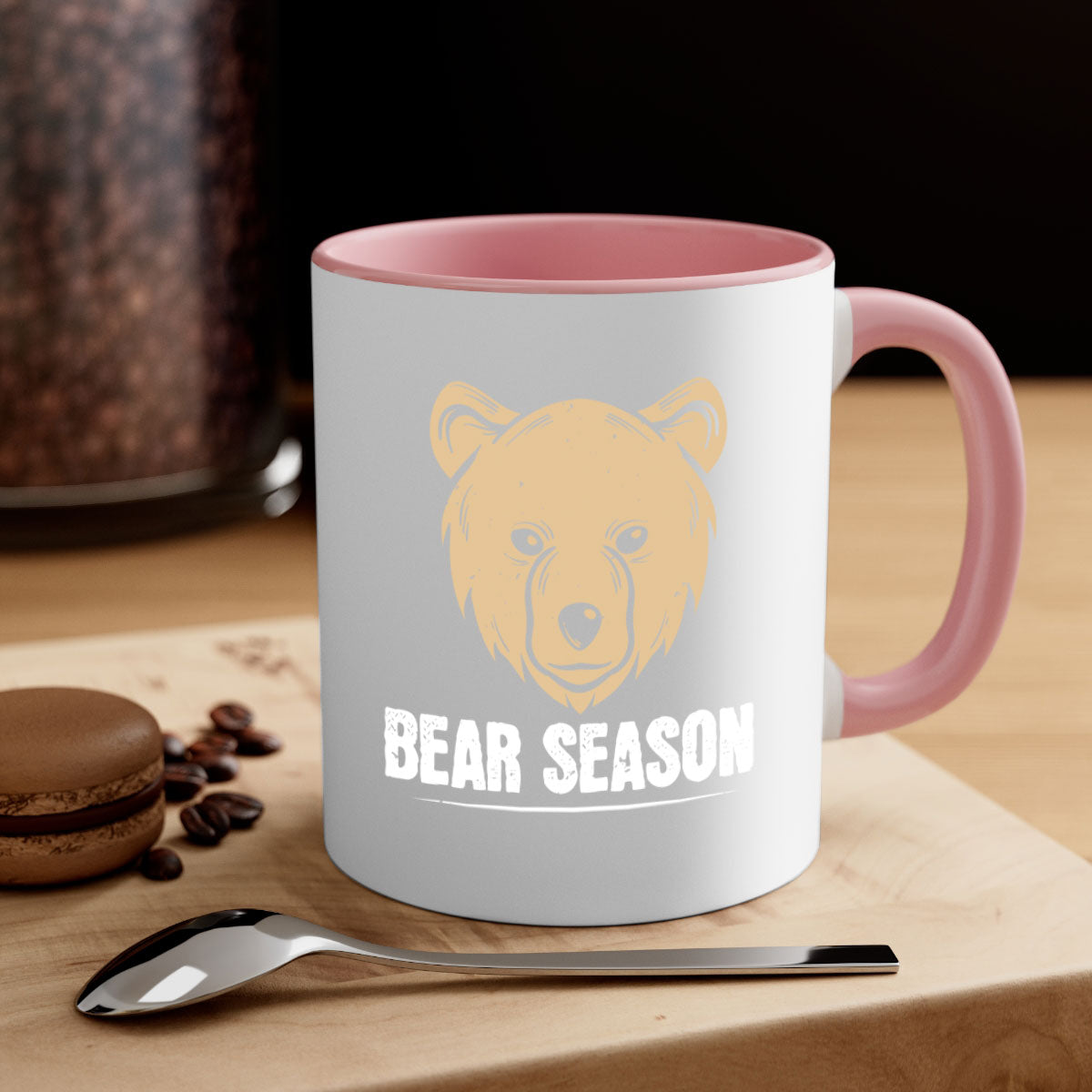 Bear Season 5# Mug featuring a glossy finish, colored handle, and interior, available in multiple colors and sizes.