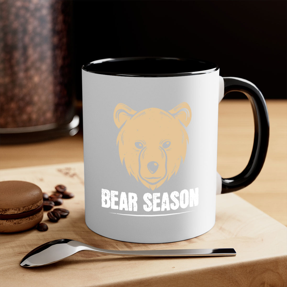 Bear Season 5# Mug featuring a glossy finish, colored handle, and interior, available in multiple colors and sizes.