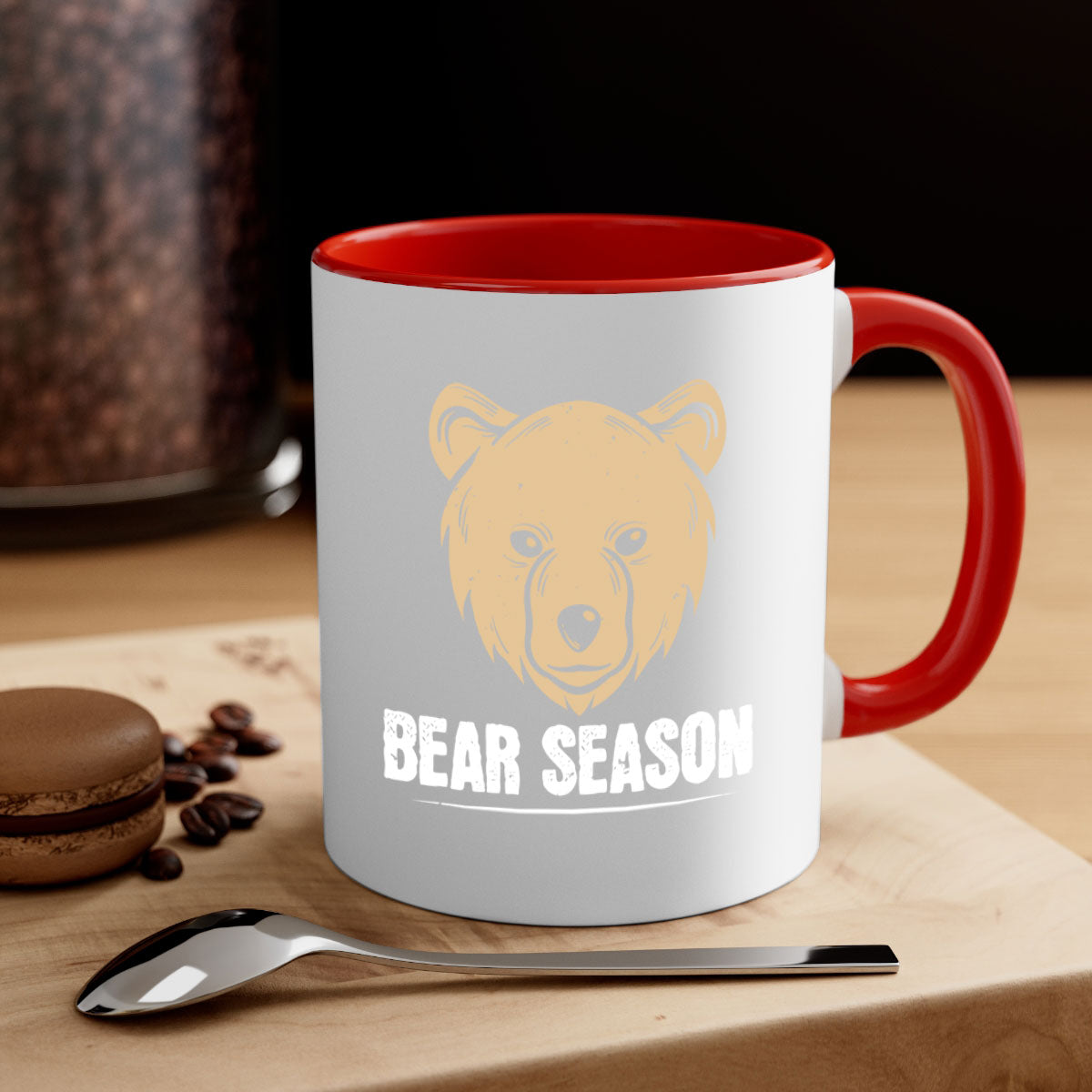 Bear Season 5# Mug featuring a glossy finish, colored handle, and interior, available in multiple colors and sizes.