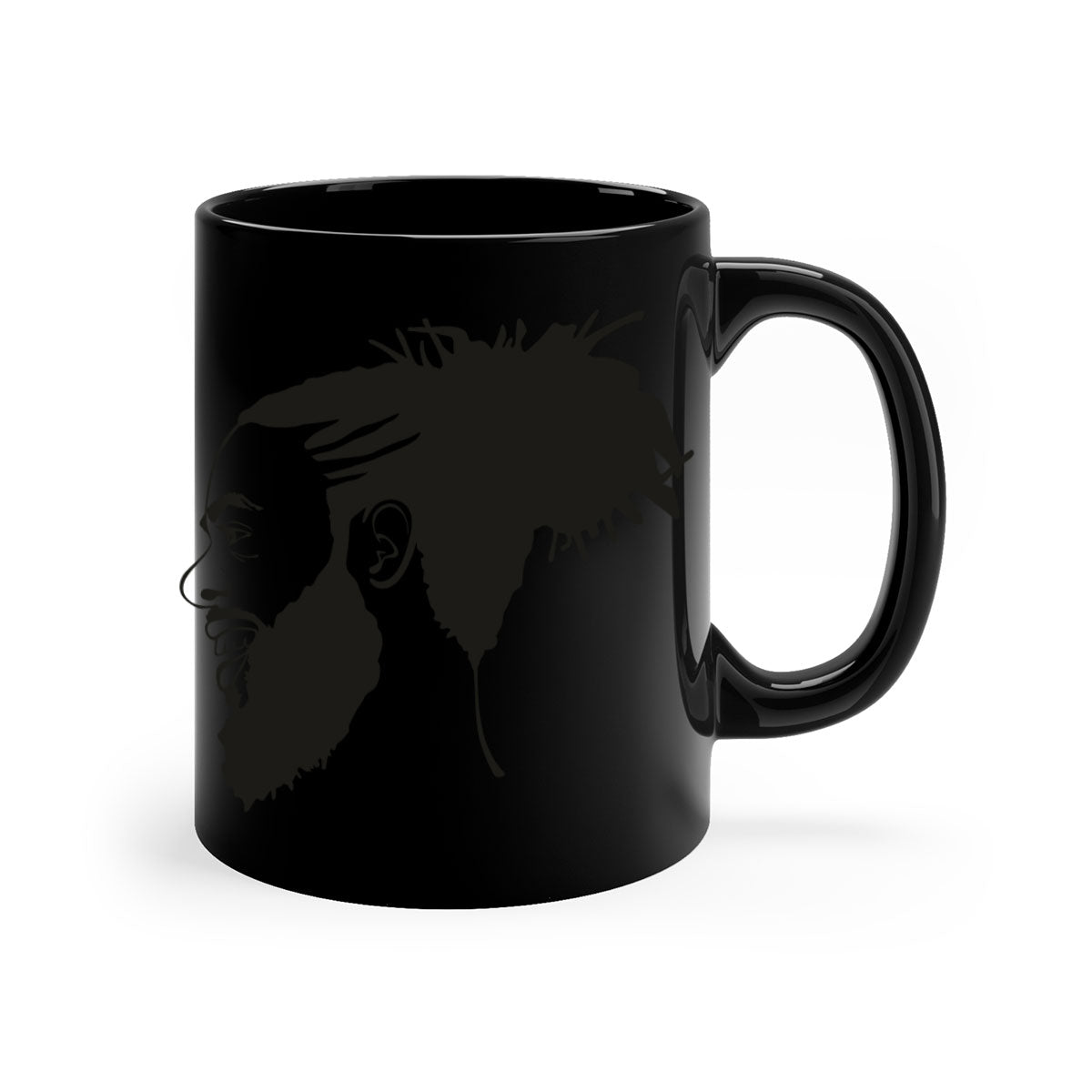 Beardman 45# Black Mug with colored handle and glossy finish, perfect for coffee and tea.
