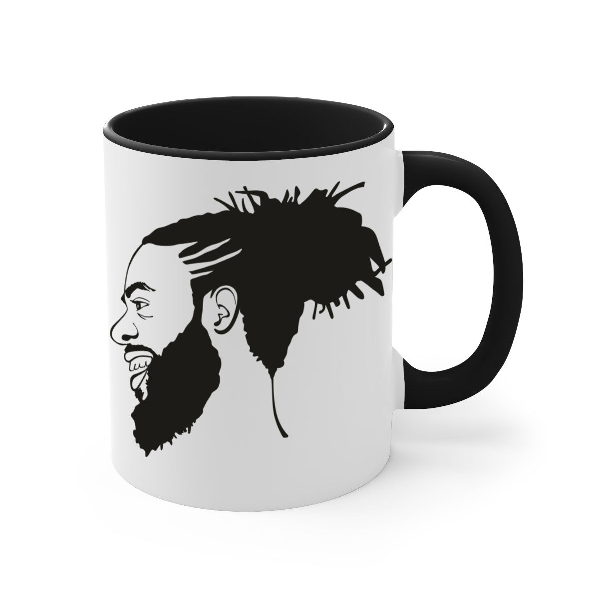 Beardman 45# Black Mug with colored handle and glossy finish, perfect for coffee and tea.