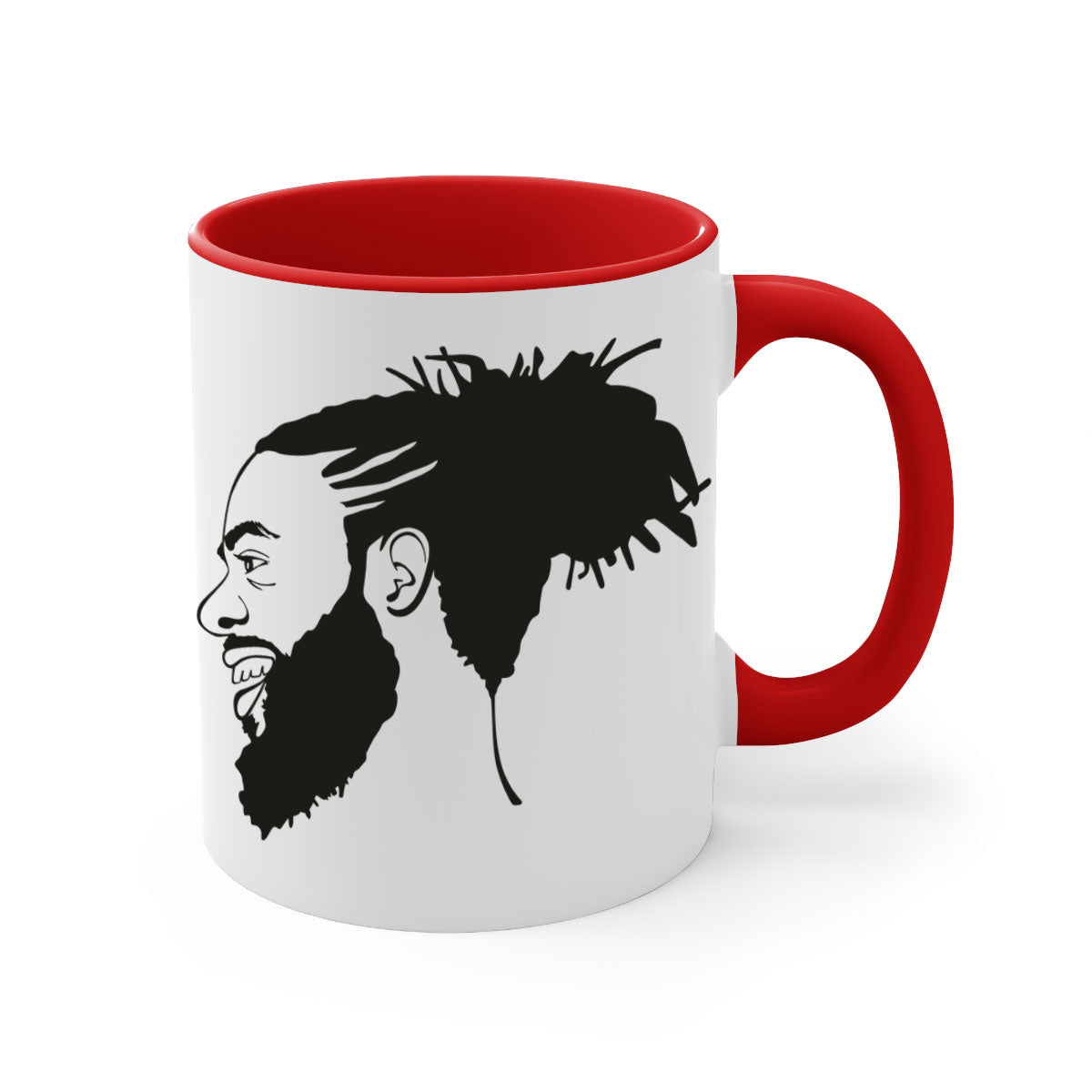 Beardman 45# Black Mug with colored handle and glossy finish, perfect for coffee and tea.