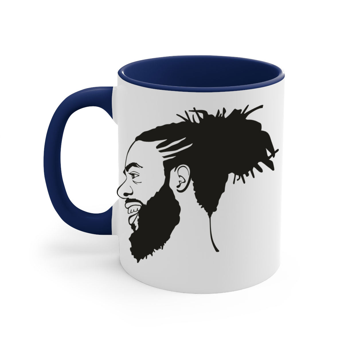 Beardman 45# Black Mug with colored handle and glossy finish, perfect for coffee and tea.