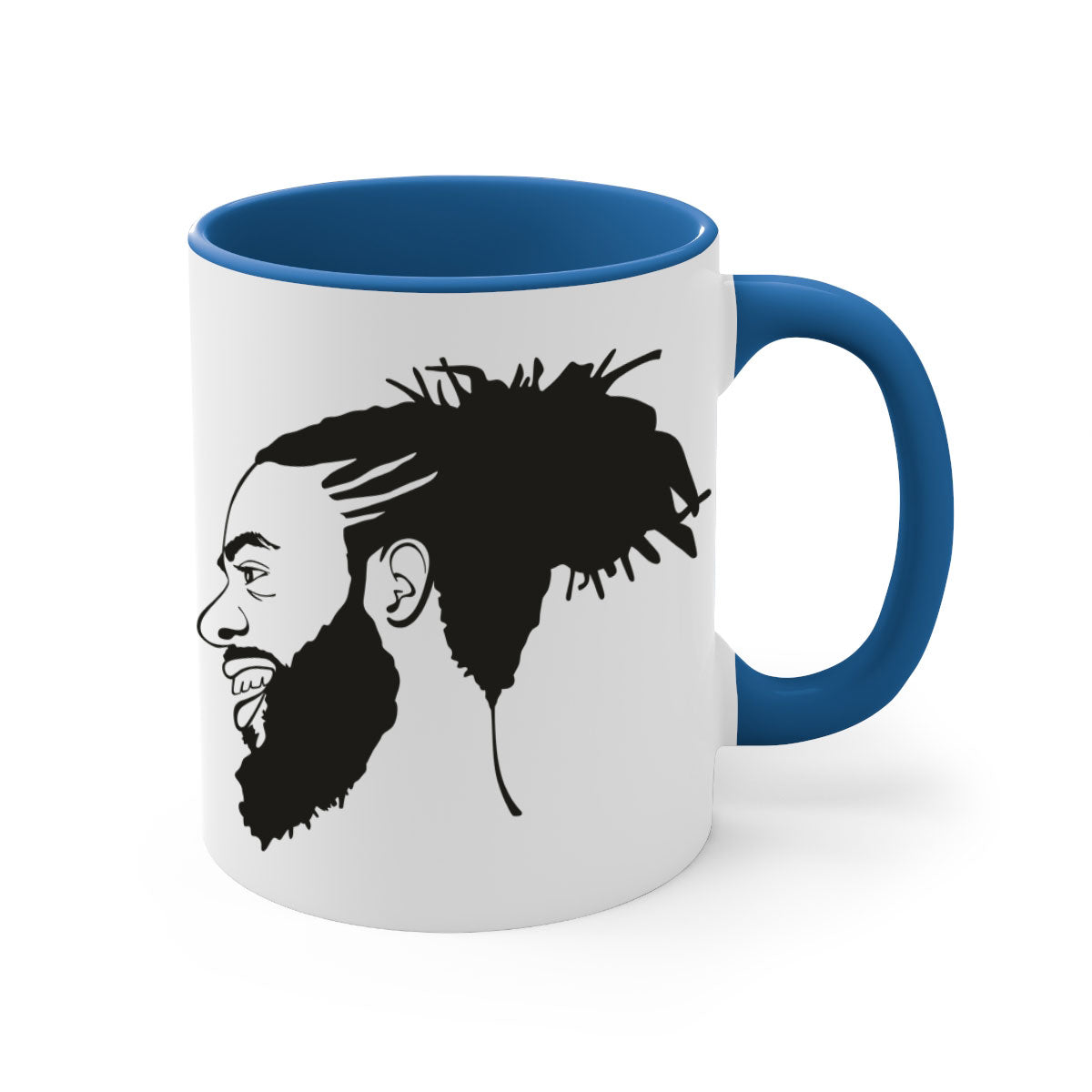Beardman 45# Black Mug with colored handle and glossy finish, perfect for coffee and tea.