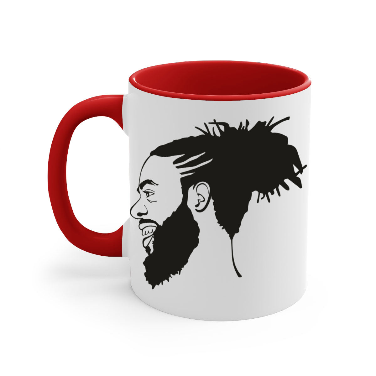 Beardman 45# Black Mug with colored handle and glossy finish, perfect for coffee and tea.