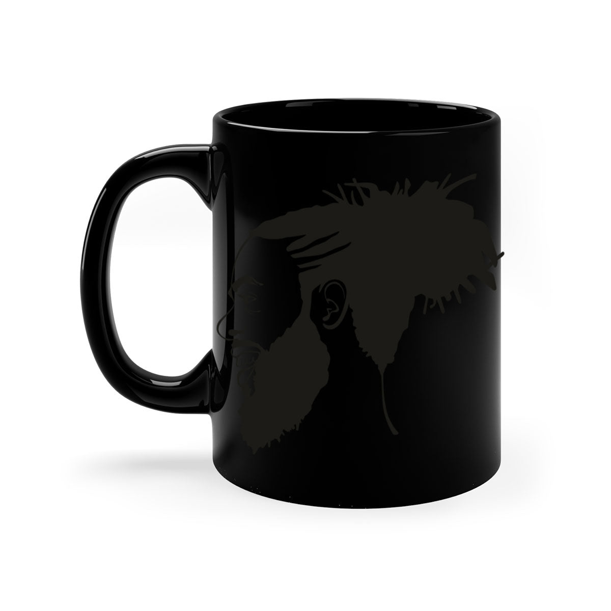 Beardman 45# Black Mug with colored handle and glossy finish, perfect for coffee and tea.