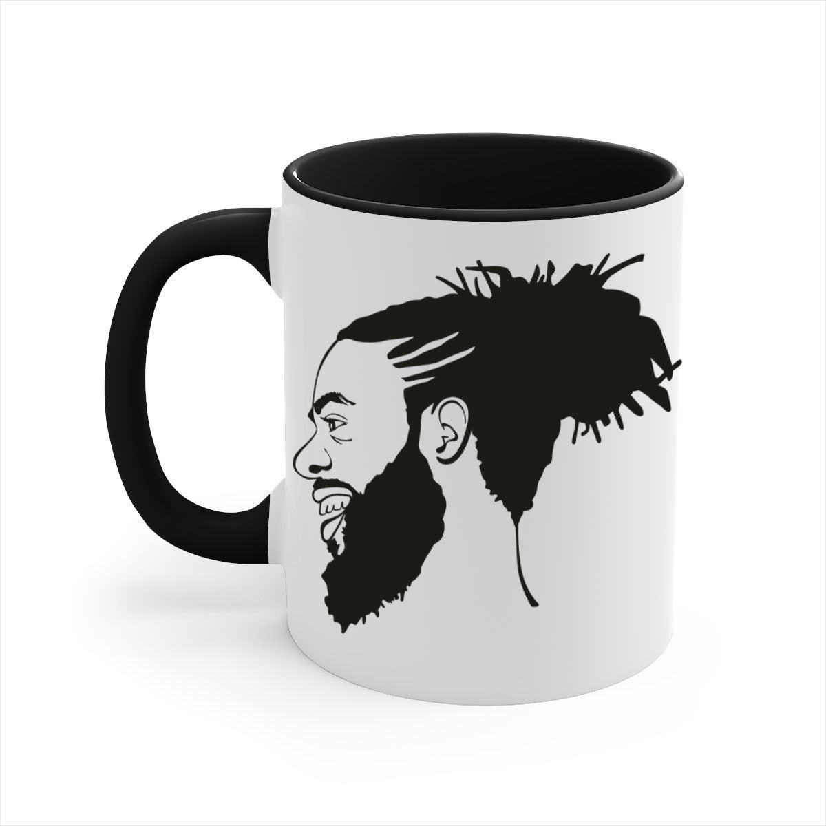 Beardman 45# Black Mug with colored handle and glossy finish, perfect for coffee and tea.