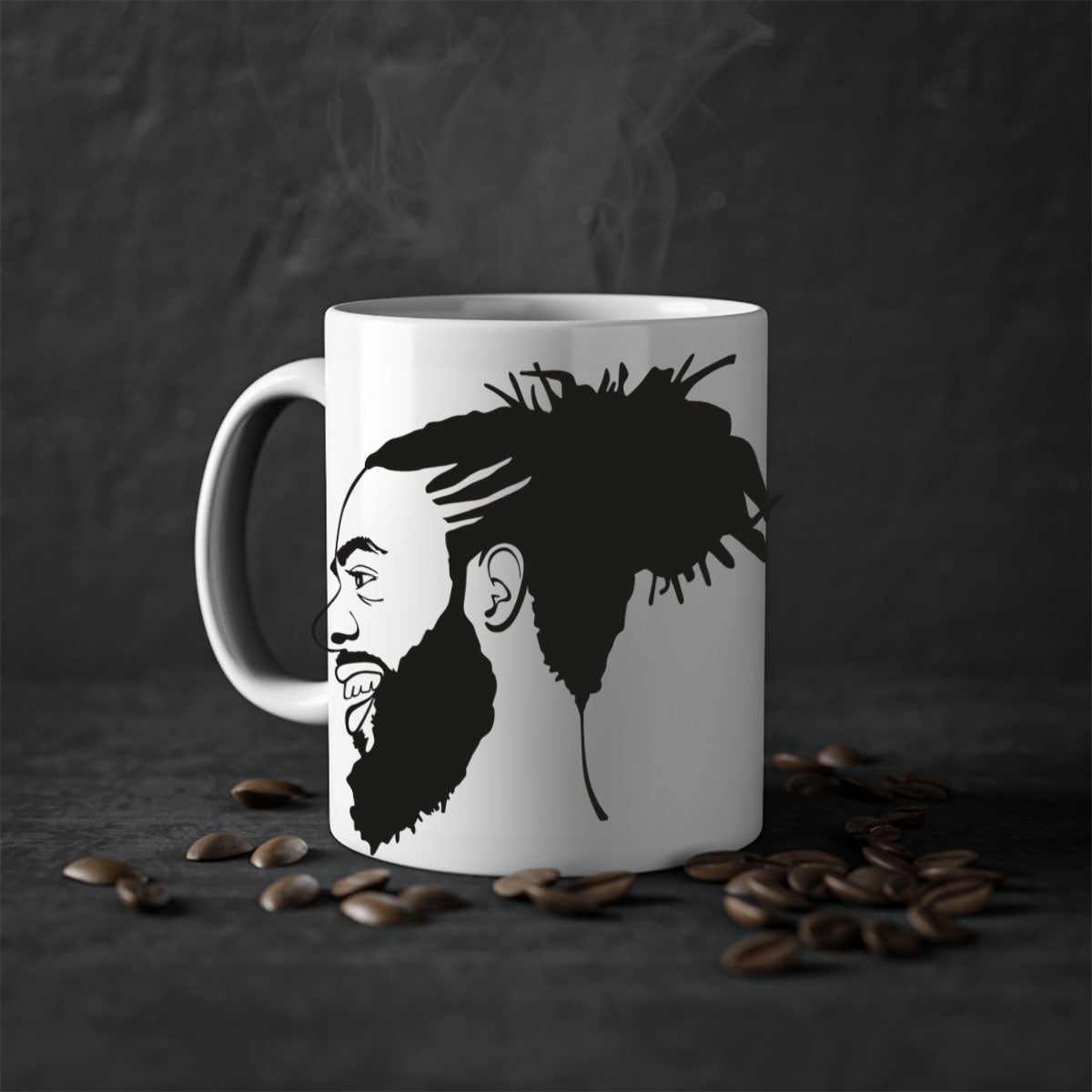 Beardman 45# Black Mug with colored handle and glossy finish, perfect for coffee and tea.