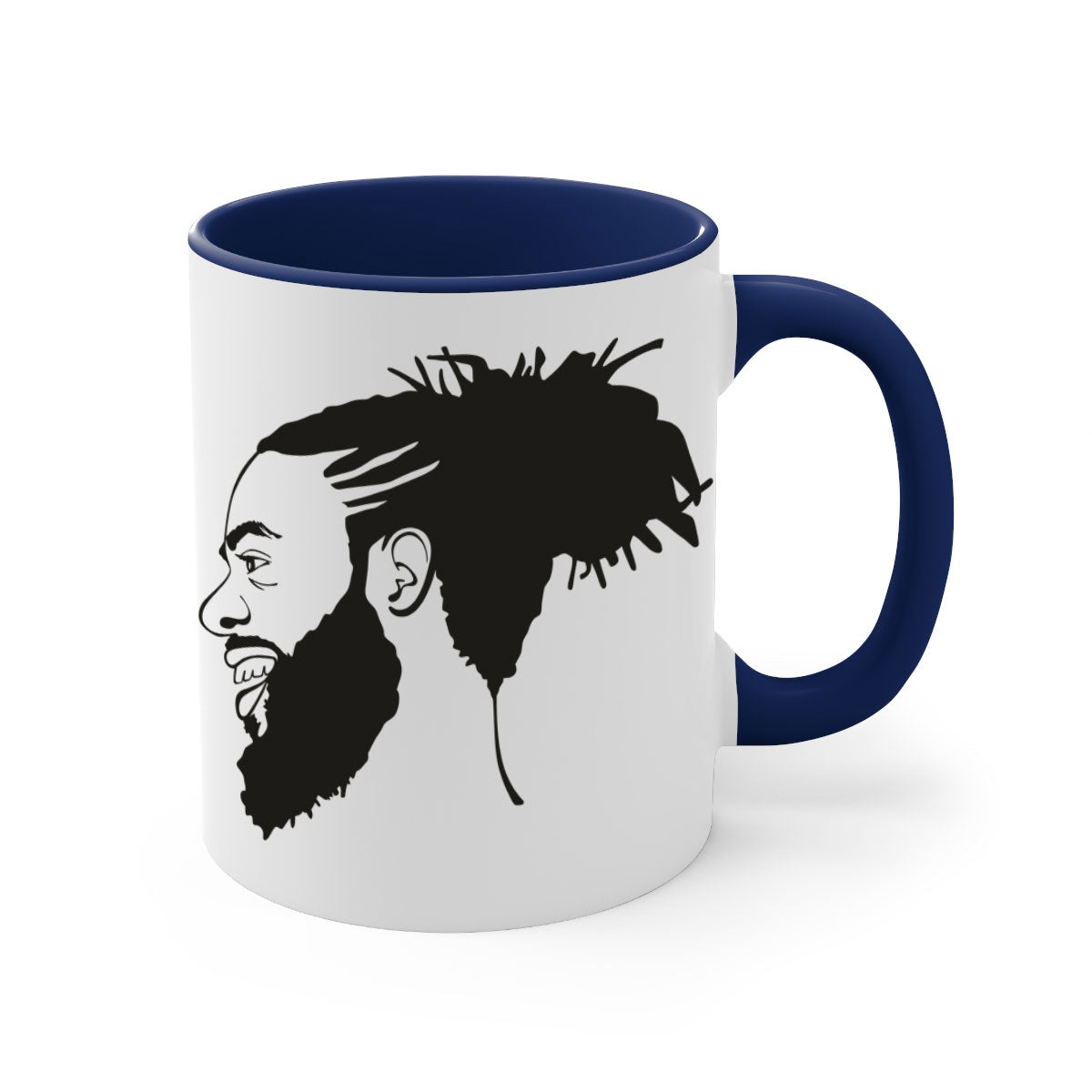Beardman 45# Black Mug with colored handle and glossy finish, perfect for coffee and tea.