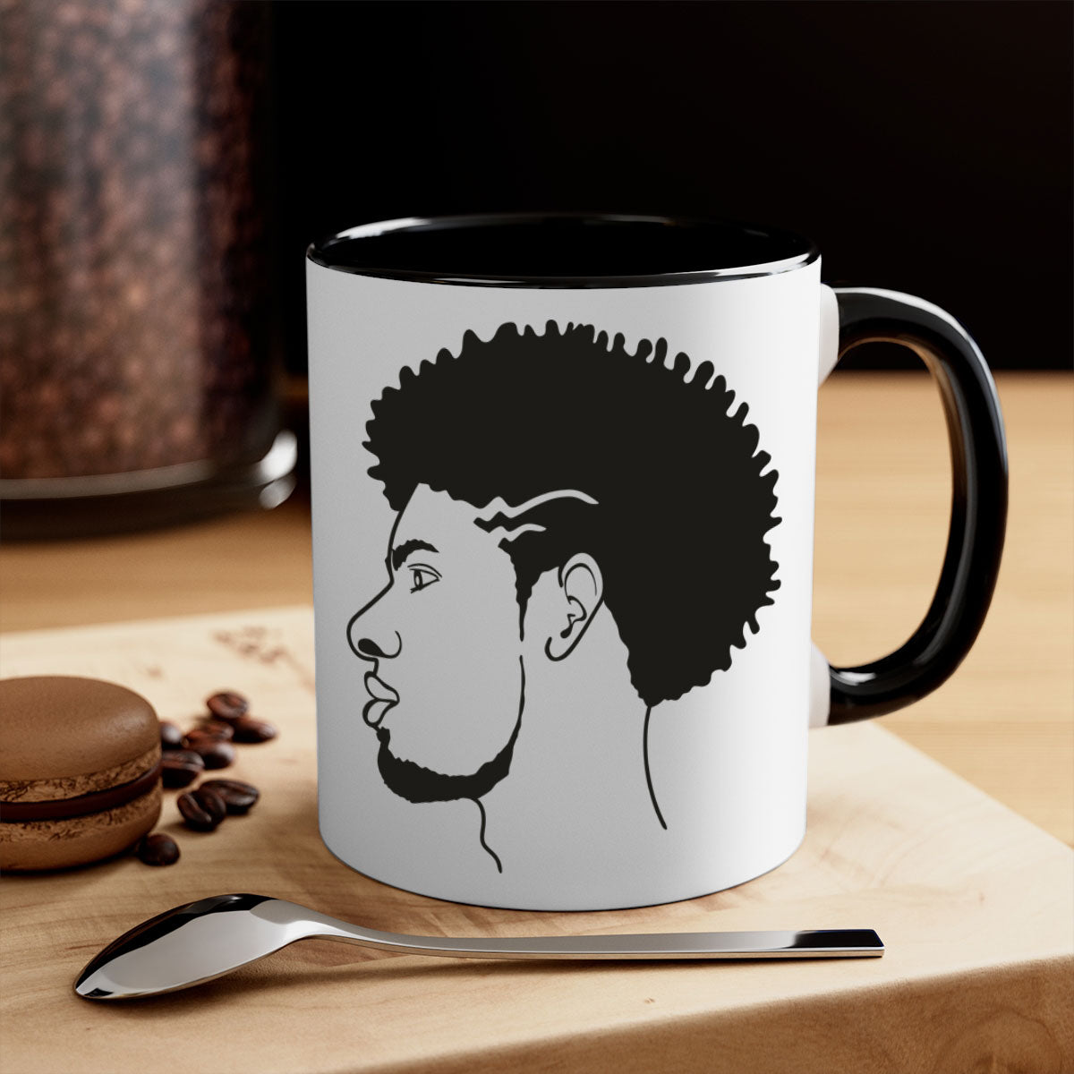 Beardman 47# Black men Boys Mug with colorful handle and glossy finish, perfect for coffee and tea.