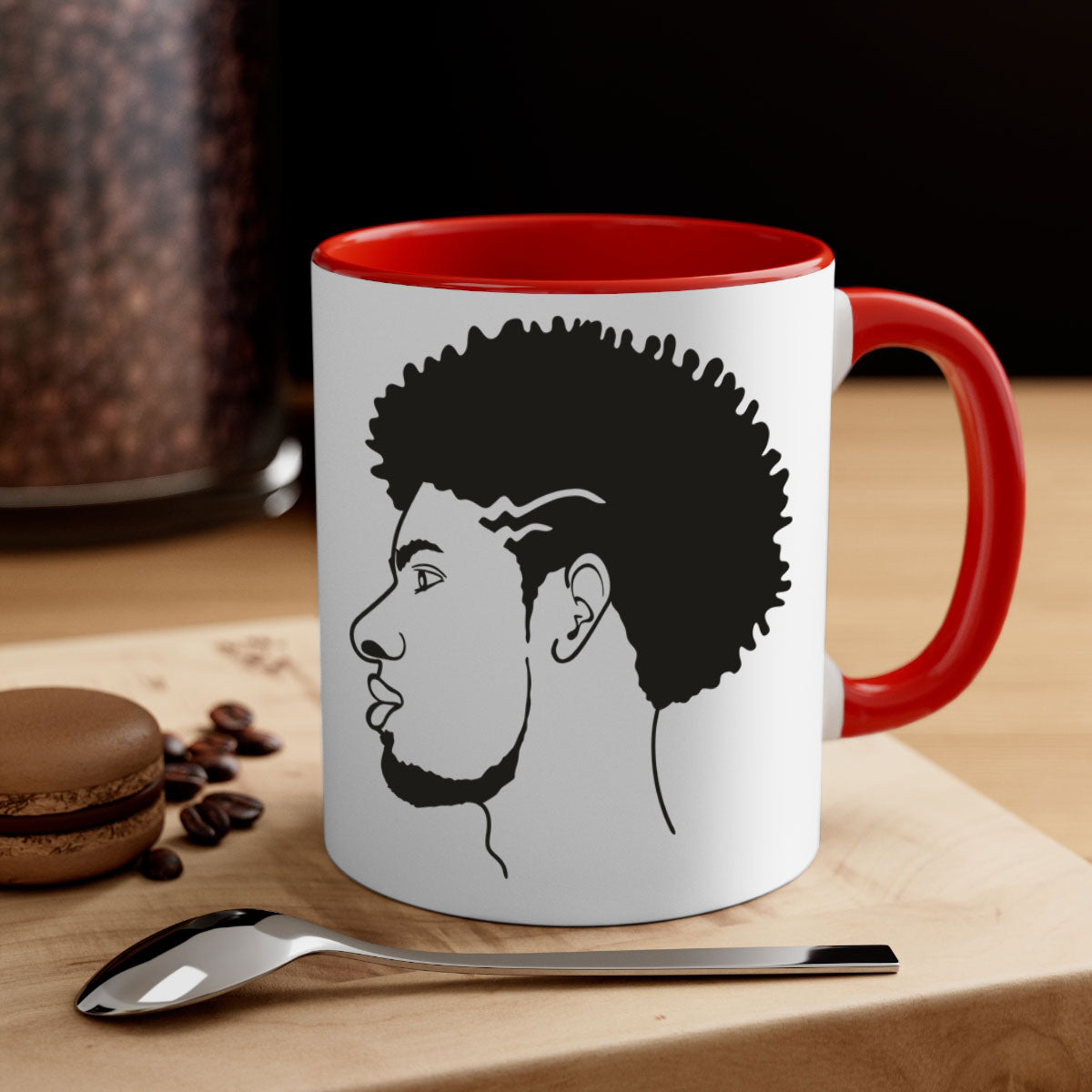 Beardman 47# Black men Boys Mug with colorful handle and glossy finish, perfect for coffee and tea.
