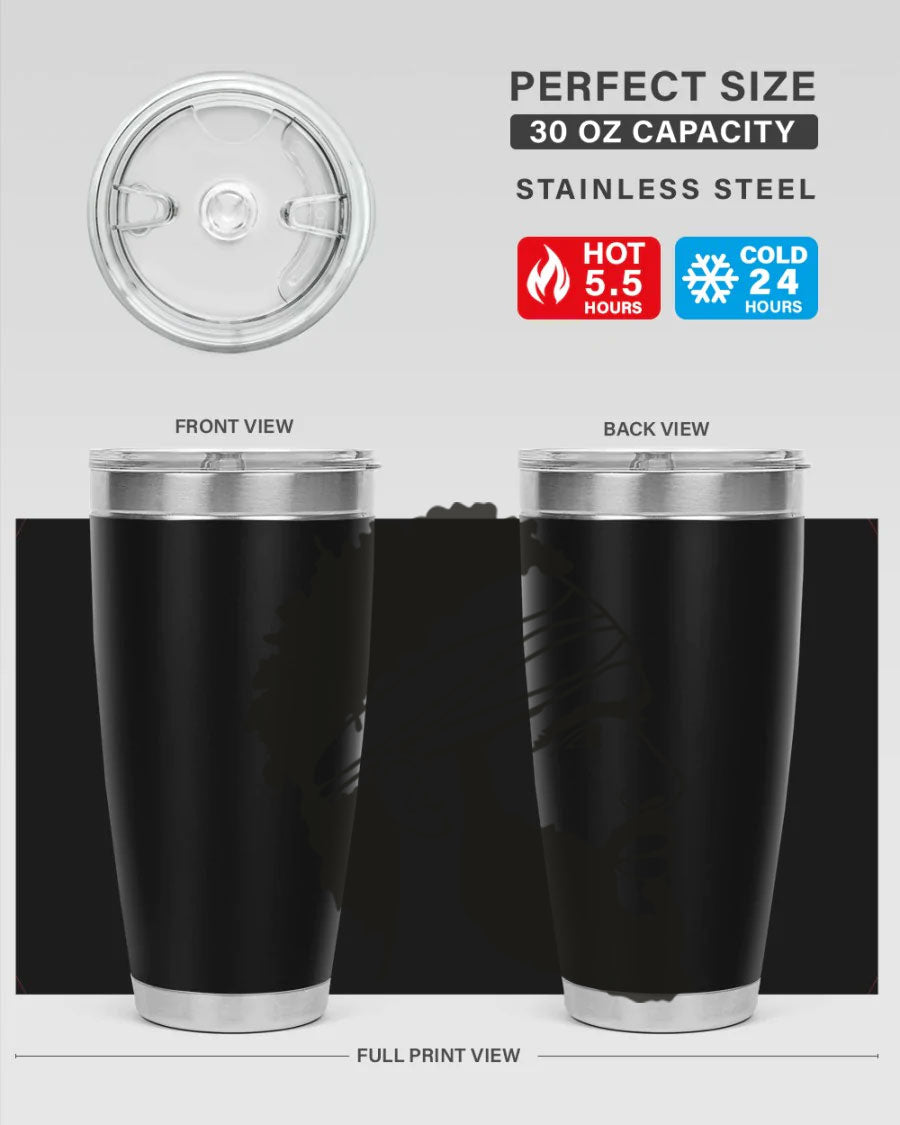 Beardman 48# black tumbler with double wall vacuum insulation, designed for men and boys, showcasing its sleek design and drink-thru lid.