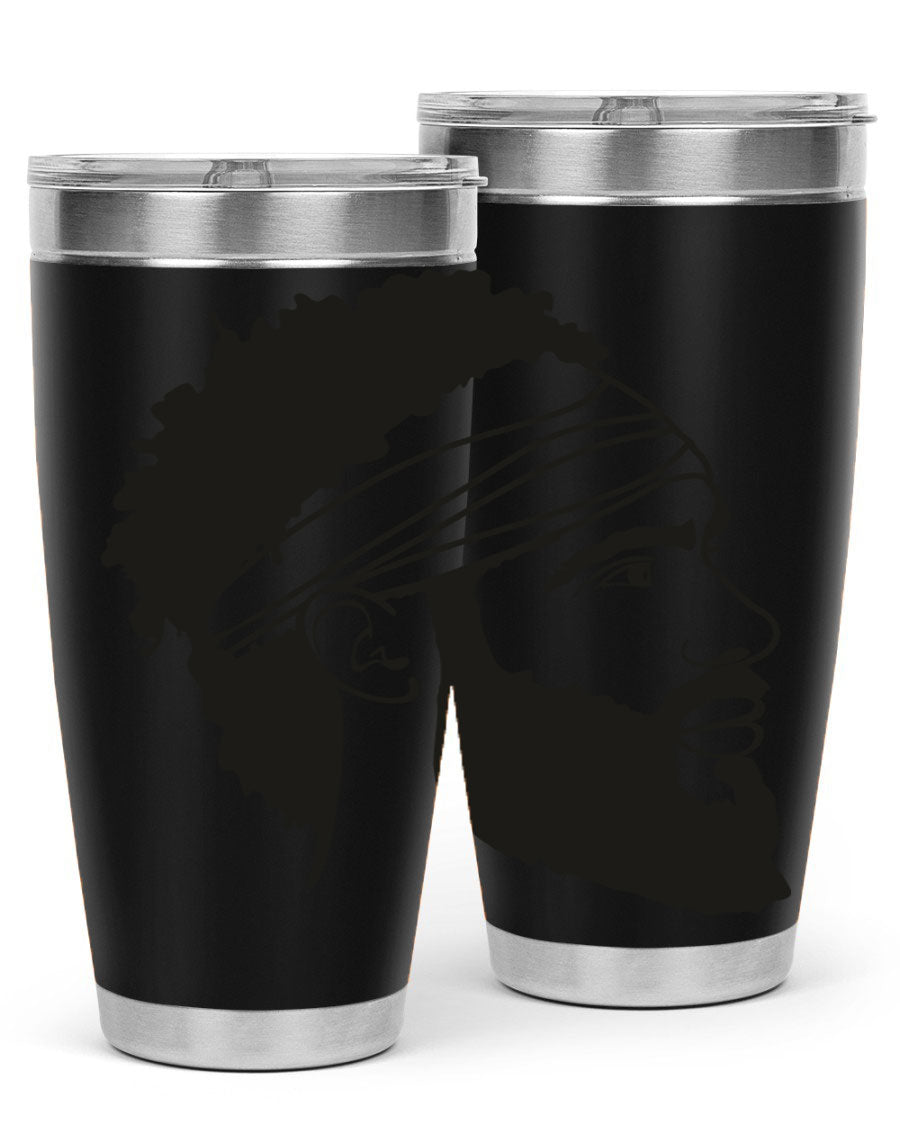 Beardman 48# black tumbler with double wall vacuum insulation, designed for men and boys, showcasing its sleek design and drink-thru lid.