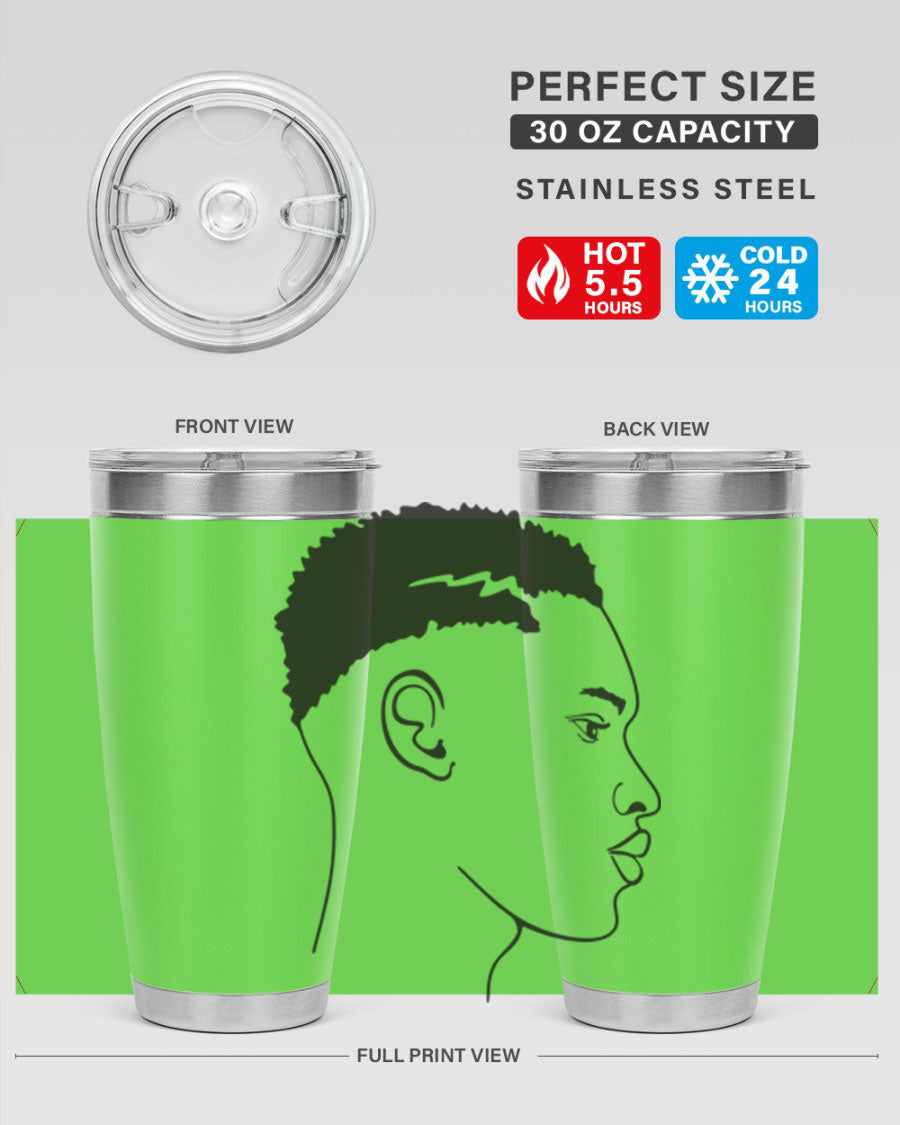 Beardman 49# black tumbler showcasing double wall vacuum stainless steel design, perfect for hot and cold beverages.