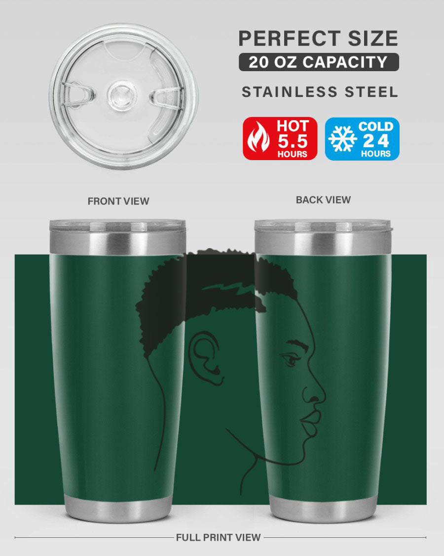 Beardman 49# black tumbler showcasing double wall vacuum stainless steel design, perfect for hot and cold beverages.