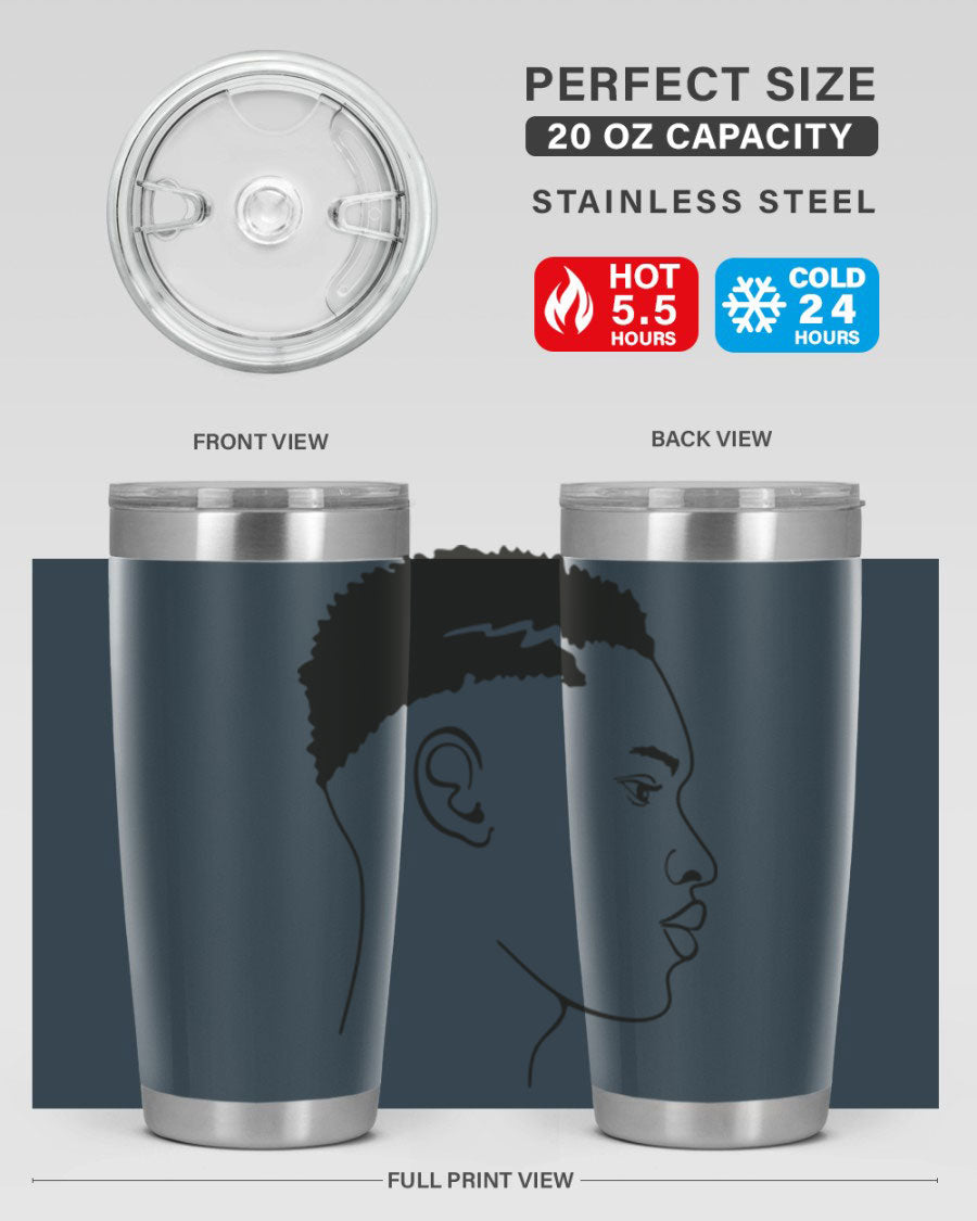 Beardman 49# black tumbler showcasing double wall vacuum stainless steel design, perfect for hot and cold beverages.