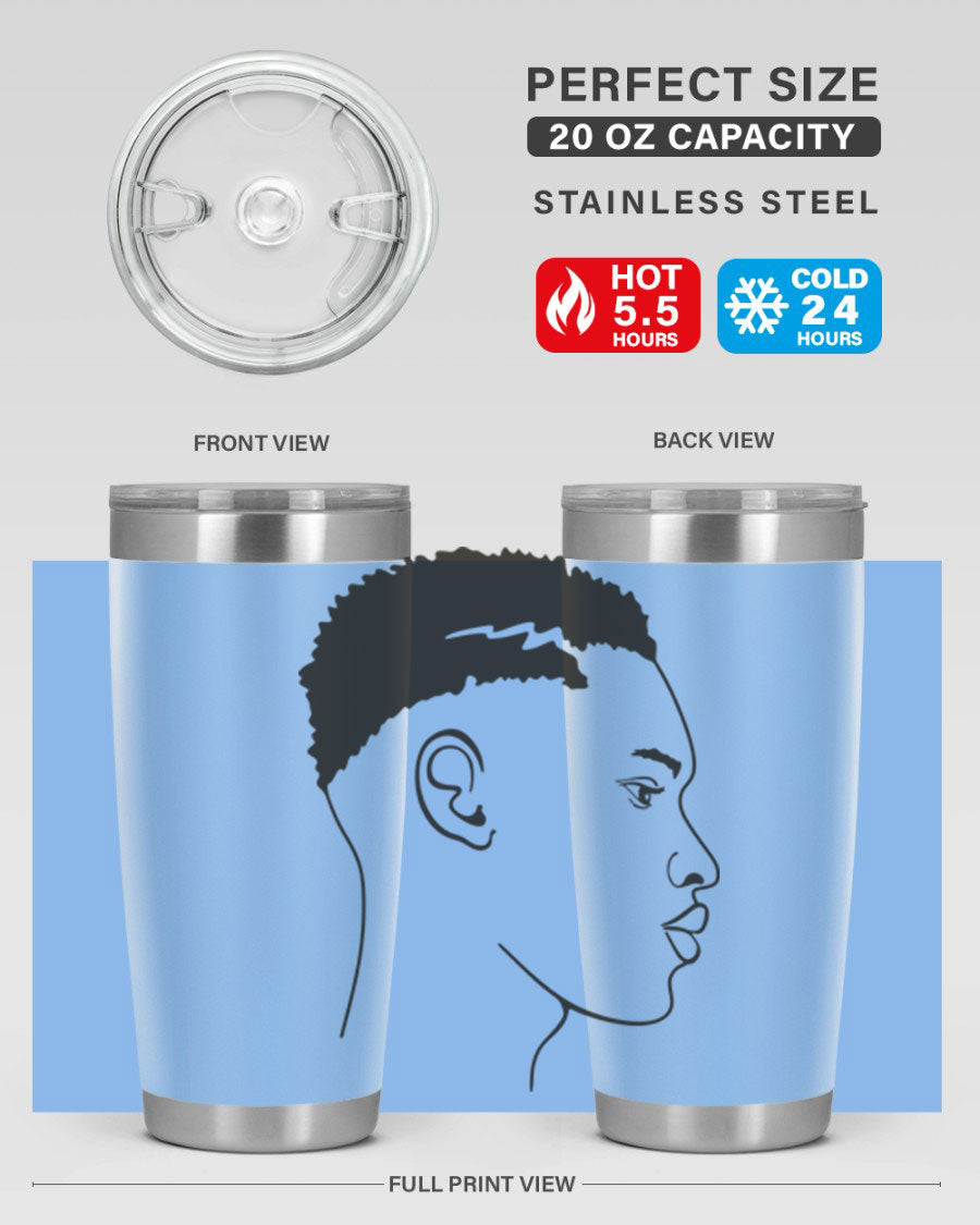 Beardman 49# black tumbler showcasing double wall vacuum stainless steel design, perfect for hot and cold beverages.