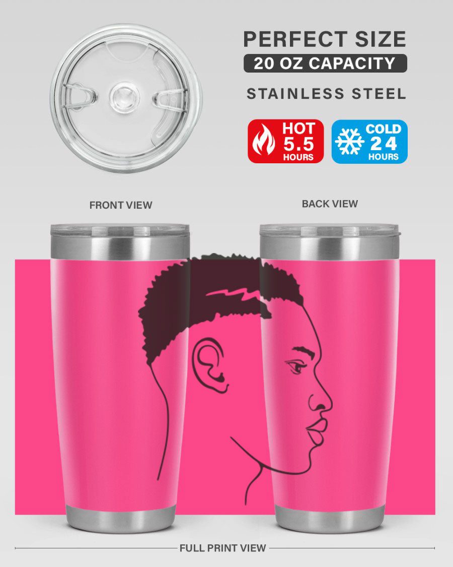 Beardman 49# black tumbler showcasing double wall vacuum stainless steel design, perfect for hot and cold beverages.