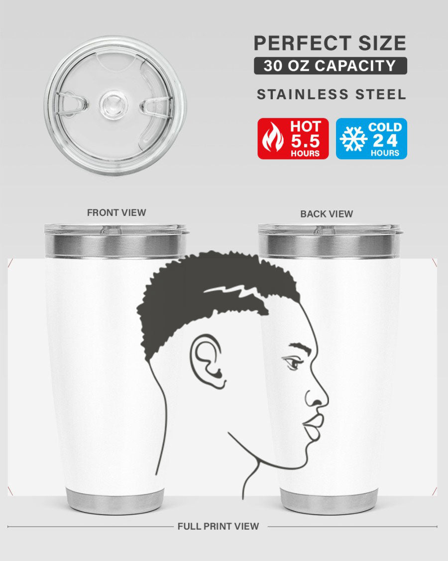 Beardman 49# black tumbler showcasing double wall vacuum stainless steel design, perfect for hot and cold beverages.