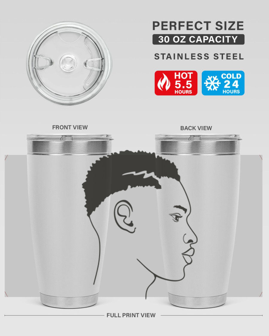 Beardman 49# black tumbler showcasing double wall vacuum stainless steel design, perfect for hot and cold beverages.
