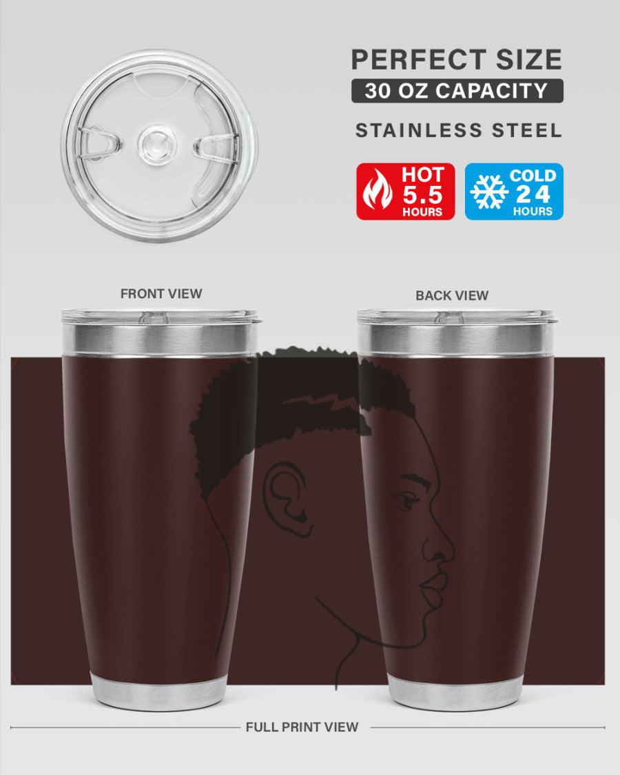 Beardman 49# black tumbler showcasing double wall vacuum stainless steel design, perfect for hot and cold beverages.