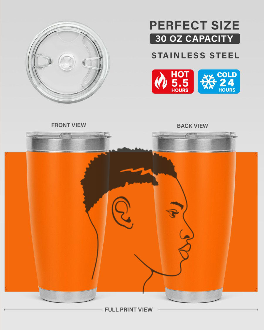 Beardman 49# black tumbler showcasing double wall vacuum stainless steel design, perfect for hot and cold beverages.