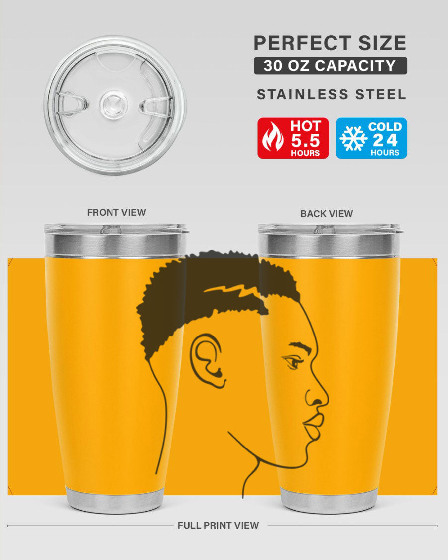 Beardman 49# black tumbler showcasing double wall vacuum stainless steel design, perfect for hot and cold beverages.