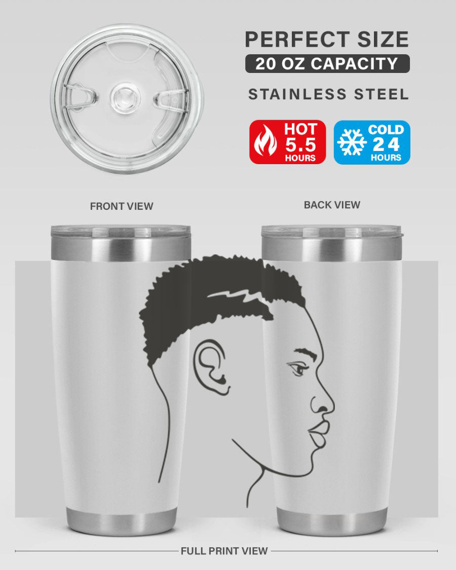 Beardman 49# black tumbler showcasing double wall vacuum stainless steel design, perfect for hot and cold beverages.
